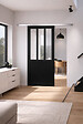 GD MENUISERIES - Porte Coulissante Atelier Noir H204 x L73 cm, Rail Alu, Coquilles Noir - vignette