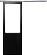 GD MENUISERIES - Porte Coulissante Atelier Noir Vitrée H204 x L93 cm sans meneau, Rail Alu - vignette