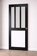 GD MENUISERIES - Porte Coulissante Atelier noir, panneau blanc Vitrée H204 x L83 cm, serrure condamnation - vignette
