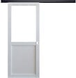 GD MENUISERIES - Porte Coulissante Atelier blanc sans meneau H204 x L93 cm, Rail Alu bandeau noir, Coquilles blanc - vignette