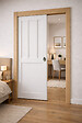 GD MENUISERIES - Porte Coulissante Atelier Blanc 2 panneaux H204 x L73 cm, Galandage, kit finition (coquille et tire doigt) - vignette