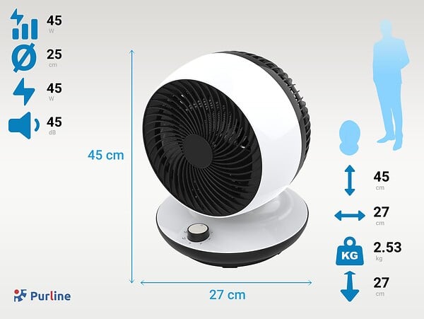 PURLINE - Ventilateur de table à oscillation verticale - large