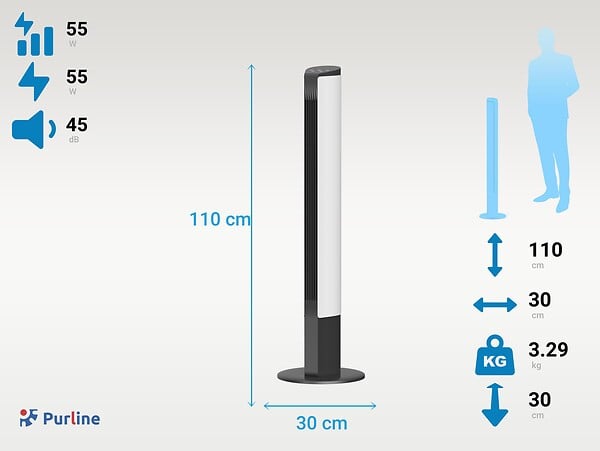 PURLINE - Ventilateur colonne sans pales de grande hauteur - large