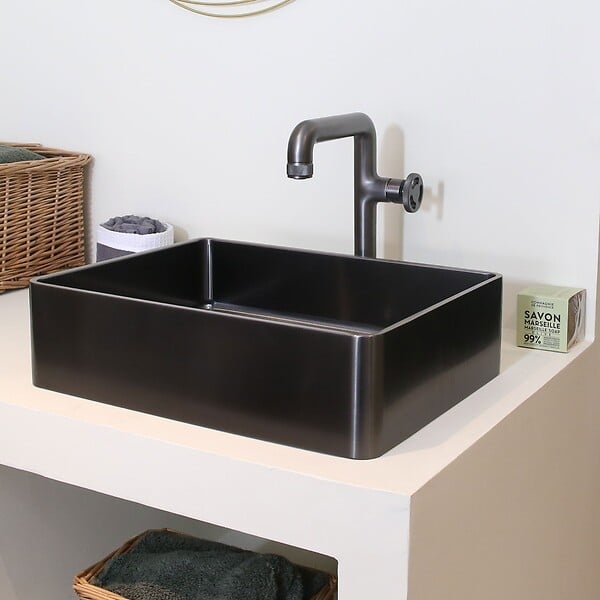 ESSEBAGNO - Factory mitigeur lavabo haut gris gun métal - large