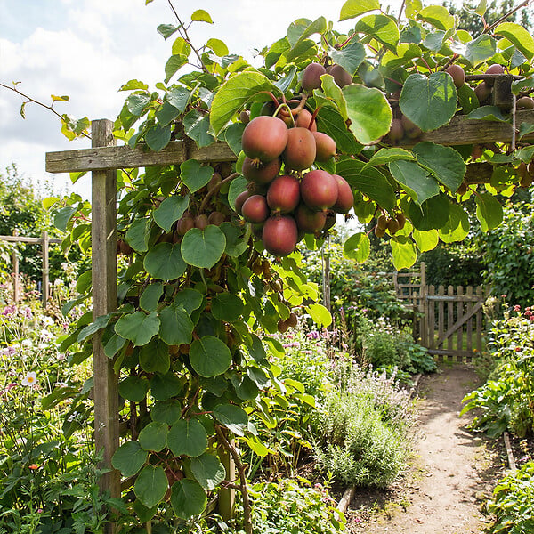 BLOOMIQUE - Actinidia Arguta Issai 'Ken's Red' - Kiwi rouge - Plante fruitière - H. 50-70 cm - P. 15 cm - large