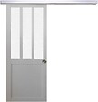 GD MENUISERIES - Porte Coulissante Atelier Blanc vitre depoli H204 x L93 cm, Rail Alu, Coquilles - vignette