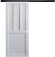 GD MENUISERIES - Porte Coulissante Atelier 2 panneaux blanc H204 x L83 cm, Rail Alu bandeau noir, Coquilles blanc - vignette