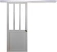 GD MENUISERIES - Porte Coulissante Atelier Blanc H204 x L83 cm, Rail Alu, Coquilles - vignette