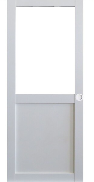GD MENUISERIES - Porte Coulissante Atelier Blanc H204 x L93 cm sans meneau, Coquilles blanc - large