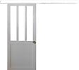 GD MENUISERIES - Porte Coulissante Atelier Blanc H204 x L83 cm, Rail alu Bandeau Blanc, Coquilles - vignette