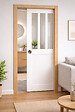 GD MENUISERIES - Porte Coulissante Atelier Blanc H204 x L93 cm, Galandage, kit finition (coquille et tire doigt) - vignette