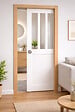 GD MENUISERIES - Porte Coulissante Atelier Blanc H204 x L83 cm, Galandage, kit de finition - vignette