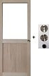 GD MENUISERIES - Porte Coulissante Atelier placage chene Vitrée H204 x L73 cm, coquilles, tire doigt - vignette