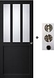 GD MENUISERIES - Porte Coulissante Atelier Noir vitre depoli H204 x L93 cm, coquilles, tire doigt - vignette