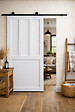 GD MENUISERIES - Porte Coulissante Atelier 2 Panneaux Blanc H204 X L83 cm, Rail Roulettes, Coquilles Blanc - vignette