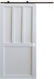 GD MENUISERIES - Porte Coulissante Atelier 2 Panneaux Blanc H204 X L83 cm, Rail Roulettes, Coquilles Blanc - vignette