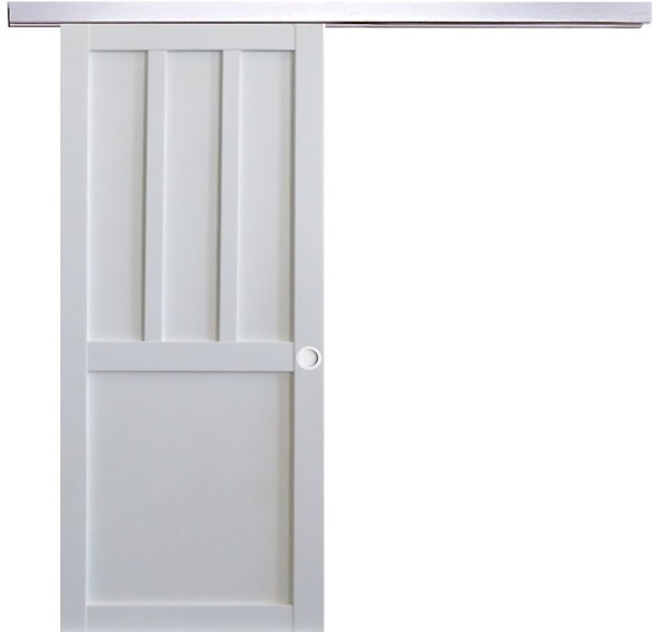 GD MENUISERIES - Porte Coulissante Atelier 2 panneaux blanc H204 x L73 cm, Rail Alu, Coquilles blanc - large