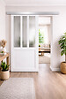 GD MENUISERIES - Porte Coulissante Atelier Blanc vitre depoli H204 x L93 cm, Rail Alu - vignette