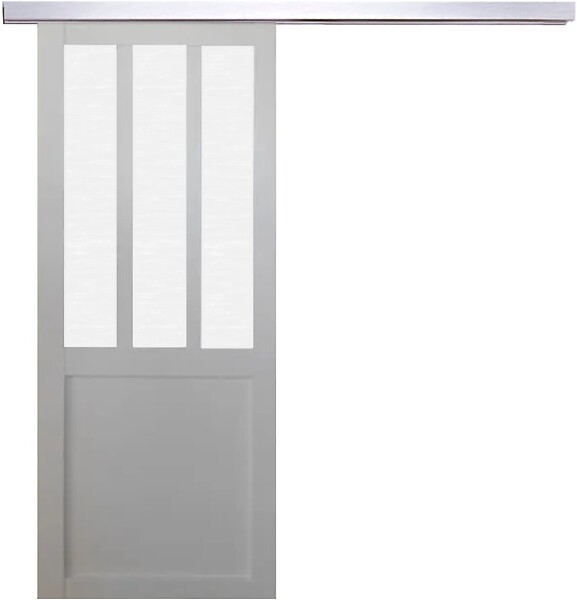 GD MENUISERIES - Porte Coulissante Atelier Blanc vitre depoli H204 x L93 cm, Rail Alu - large