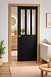 GD MENUISERIES - Porte Coulissante Atelier Noir H204 x L83 cm, Galandage, kit finition (coquille et tire doigt) - vignette