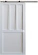GD MENUISERIES - Porte Coulissante Atelier 2 Panneaux Blanc H204 X L73 cm, Rail Roulettes, Coquilles Blanc - vignette