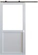 GD MENUISERIES - Porte Coulissante Atelier blanc H204 x L93 cm sans meneau, Rail Roulettes, Coquilles blanc - vignette