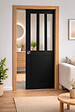 GD MENUISERIES - Porte Coulissante Atelier Noir H204 x L73 cm, Galandage, kit finition (coquille et tire doigt) - vignette