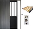 GD MENUISERIES - Porte Coulissante Atelier Noir H204 x L73 cm, Galandage, kit finition (coquille et tire doigt) - vignette