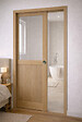 GD MENUISERIES - Porte Coulissante Atelier placage chene Vitrée H204 x L83 cm, Galandage, kit finition (coquille et tire doigt) - vignette