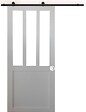 GD MENUISERIES - Porte Coulissante Atelier Blanc H204 X L93 cm, Rail Roulettes, Coquilles Blanc - vignette