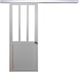 GD MENUISERIES - Porte Coulissante Atelier Blanc H204 x L73 cm, Rail Alu, Coquilles - vignette