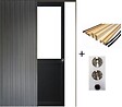 GD MENUISERIES - Porte Coulissante Atelier Noir H204 x L93 cm sans meneau, Galandage, kit finition (coquille et tire doigt) - vignette