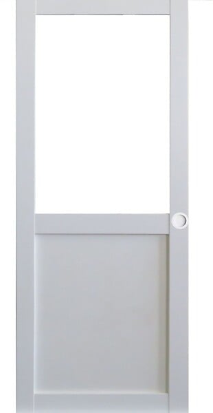 GD MENUISERIES - Porte Coulissante Atelier Blanc H204 x L83 cm sans meneau, Coquilles blanc - large