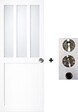 GD MENUISERIES - Porte Coulissante Atelier Blanc vitre depoli H204 x L83 cm, coquilles, tire doigt - vignette