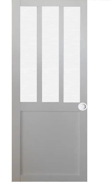 GD MENUISERIES - Porte Coulissante Atelier Blanc vitre depoli H204 x L73 cm, Coquilles blanc - large