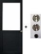 GD MENUISERIES - Porte Coulissante Atelier Noir H204 x L83 cm sans meneau, coquilles, tire doigt - vignette