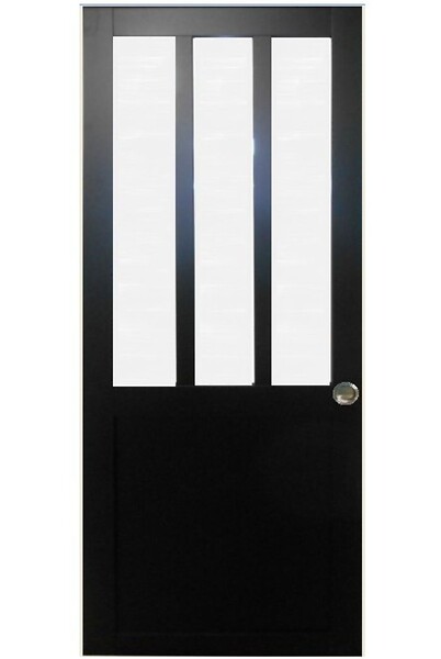 GD MENUISERIES - Porte Coulissante Atelier Noir vitre depoli H204 x L93 cm, Coquilles - large