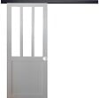 GD MENUISERIES - Porte Coulissante Atelier blanc H204 x L73 cm, Rail Alu bandeau noir, Coquilles blanc - vignette