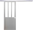 GD MENUISERIES - Porte Coulissante Atelier Blanc H204 x L73 cm, Rail Alu, Coquilles blanc - vignette