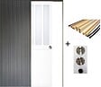 GD MENUISERIES - Porte Coulissante Atelier Blanc vitre depoli H204 x L93 cm, Galandage, kit finition (coquille et tire doigt) - vignette