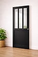 GD MENUISERIES - Porte Coulissante Atelier Noir H204 x L73 cm, coquilles, tire doigt - vignette