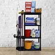 ARTPLAST - Étagère de Rangement 4 niveaux + Porte-Balai Noir Polypropylène Résistant Garage Buanderie Art Plast - vignette