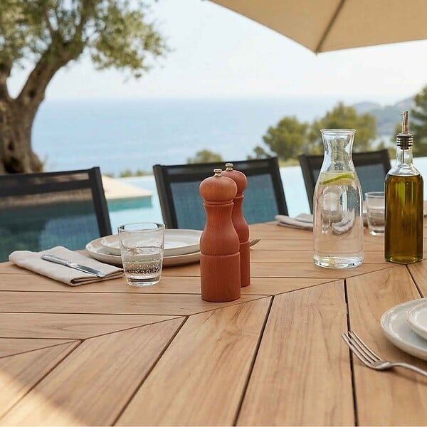 OVIALA - Ensemble table extensible 220/280 cm et 10 chaises de jardin - Jakarta - large