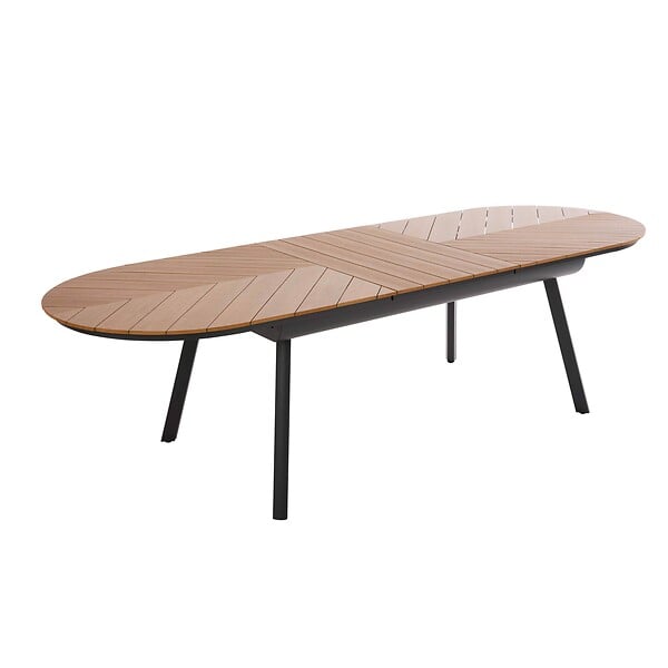 OVIALA - Ensemble table extensible 220/280 cm et 10 chaises de jardin - Jakarta - large