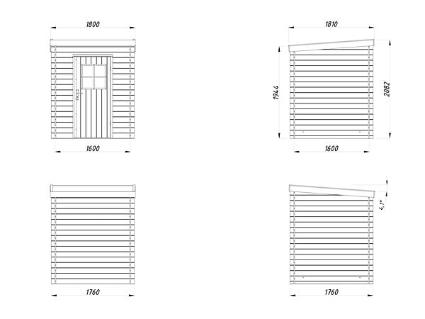 WHITE WOOD - Abri de jardin en bois Zoé 1 gris ép.19mm - White Wood - 3,2m² - large