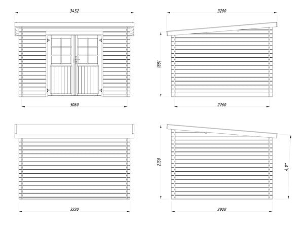 WHITE WOOD - Abri de jardin en bois Lola 1 traité autoclave ép.28mm - White Wood - 10,2m² - large