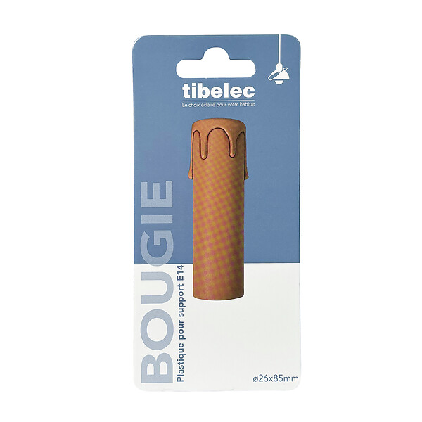 TIBELEC - Bougie E14 Classic - Plastique ABS - Beige - Hauteur 8.5cm - large