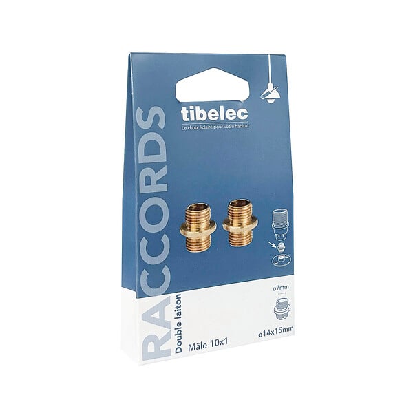TIBELEC - Lot de 2 raccords laiton double - M10x1 - large