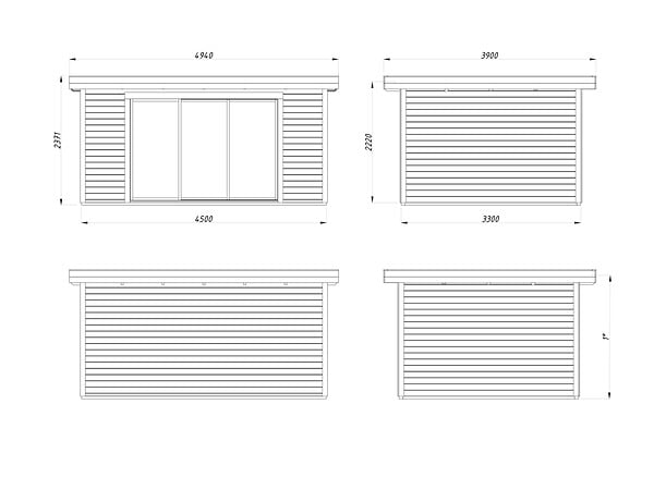 WHITE WOOD - Abri ou studio en bois de jardin Lydia avec baie coulissante alu - Surface : 14,4m2 - large