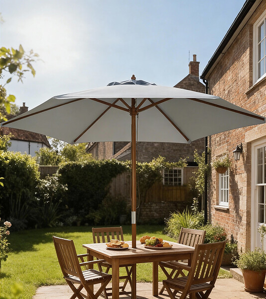 OUTSUNNY - Parasol droit hexagonal de jardin grande taille dim. Ø 2,5 x 2,3H m bambou polyester gris - large